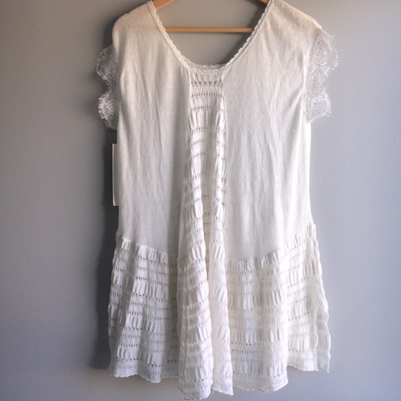 NWT! White boho beach tunic dress - fits S/M - Picture 2 of 3